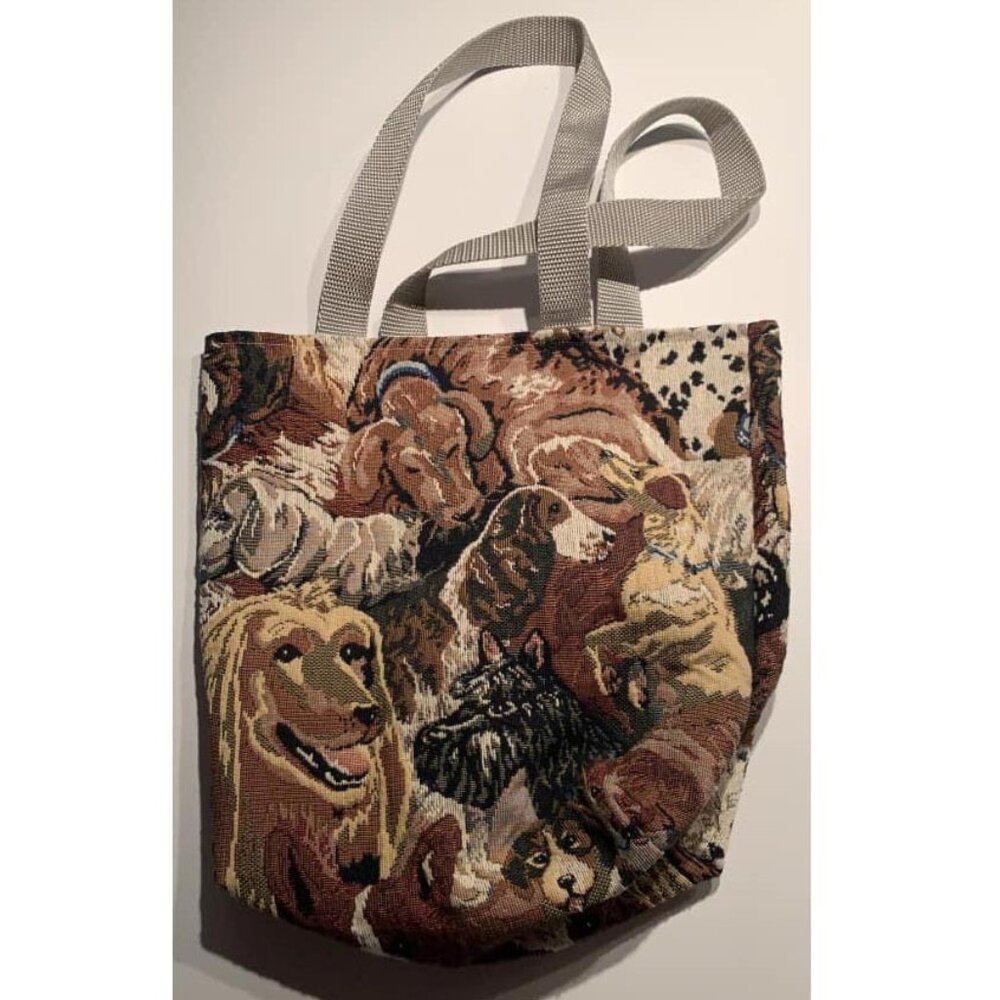Handmade Canvas Bag, Lined Dog Collage